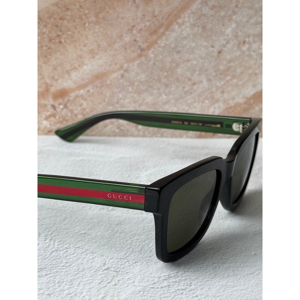 NEW Gucci GG0001S Black Striped Arm Sunglasses - Picture 4 of 6